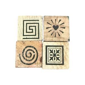 Lot Of 4 Random Design Unbranded Design Heart Rubber Stamp